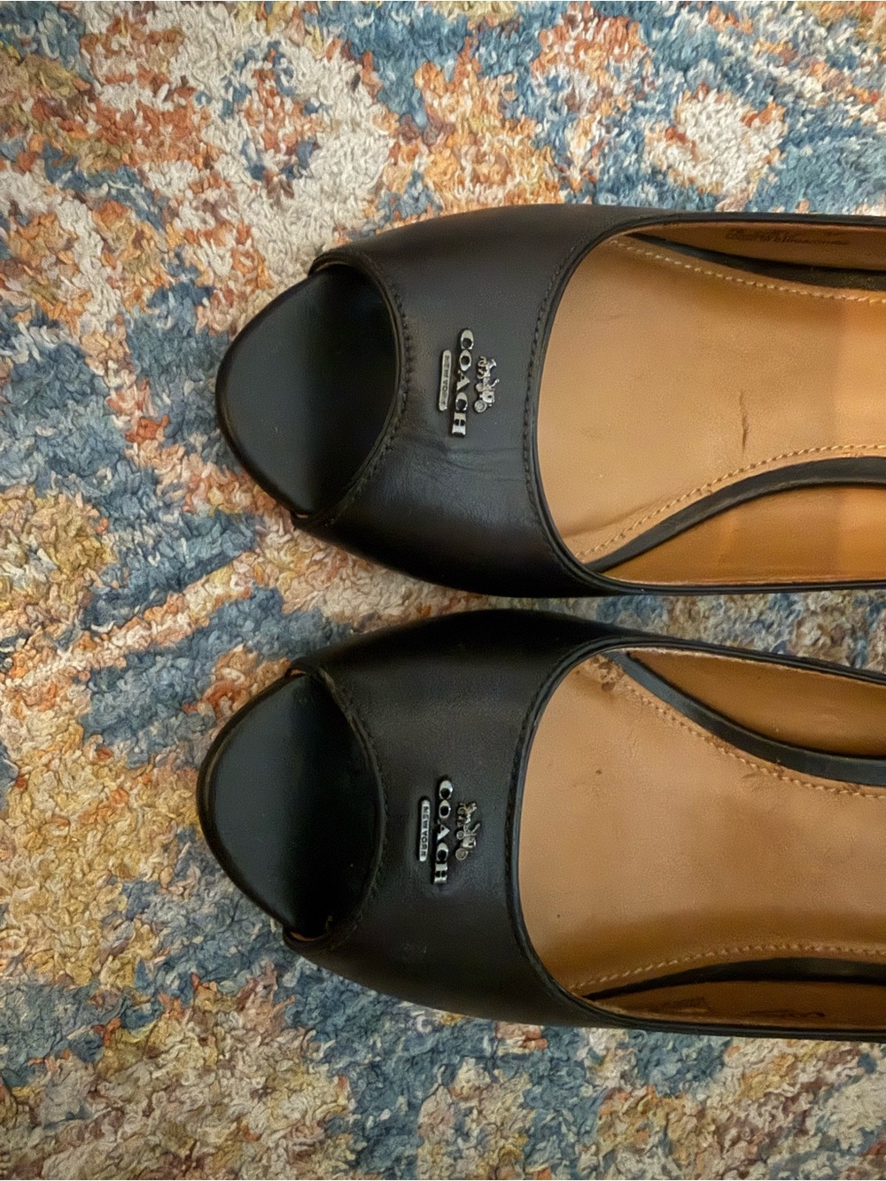 Coach Black Leather Peep-Toe Heels - Picture 3 of 4
